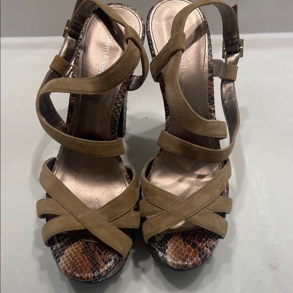 Calvin Klein Tan Strappy Heels